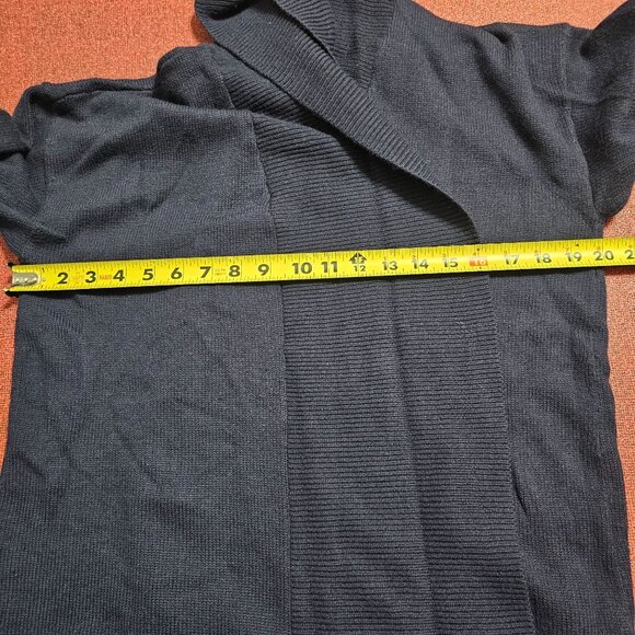 Talbots Women Lambswool Blend Navy Cardigan Sz XLP Open Front Drape Quiet Luxury - Picture 8 of 9